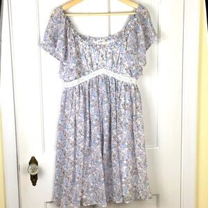 In Loom Floral Babydoll Pleated Dress Feminine Cottagecore Y2K